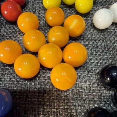 Vintage Chinese Checkers Replacement Glass Marbles 60 Solid Swirl 365 Glow - Thumbnail 2