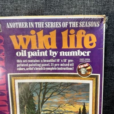 NOS Vtg 70’s Craft House Paint By Number Wolfs Landscape Rough Condition - Thumbnail 4