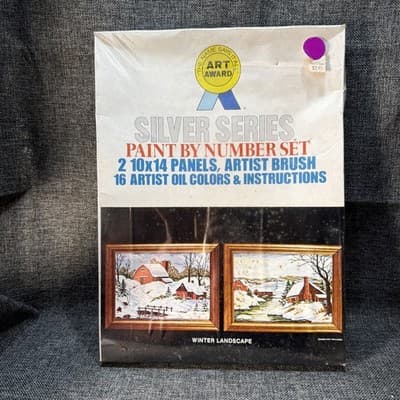 NOS Vtg 1974 Art Award Paint By Number Winter Landscape Rough Condition See Phot
