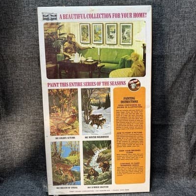 NOS Vtg 70’s Craft House Paint By Number Wolfs Landscape Rough Condition - Thumbnail 7
