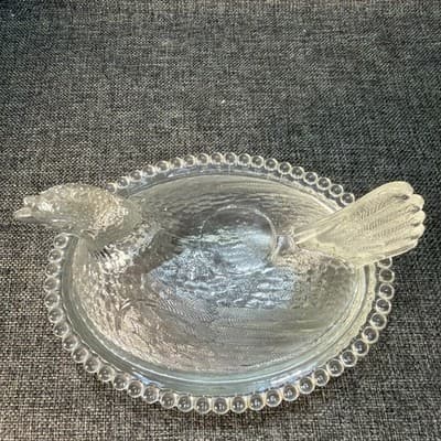 Vintage Indiana Clear Glass 7” Hen on Nest Covered Dish MCM Chipped HON - Thumbnail 7