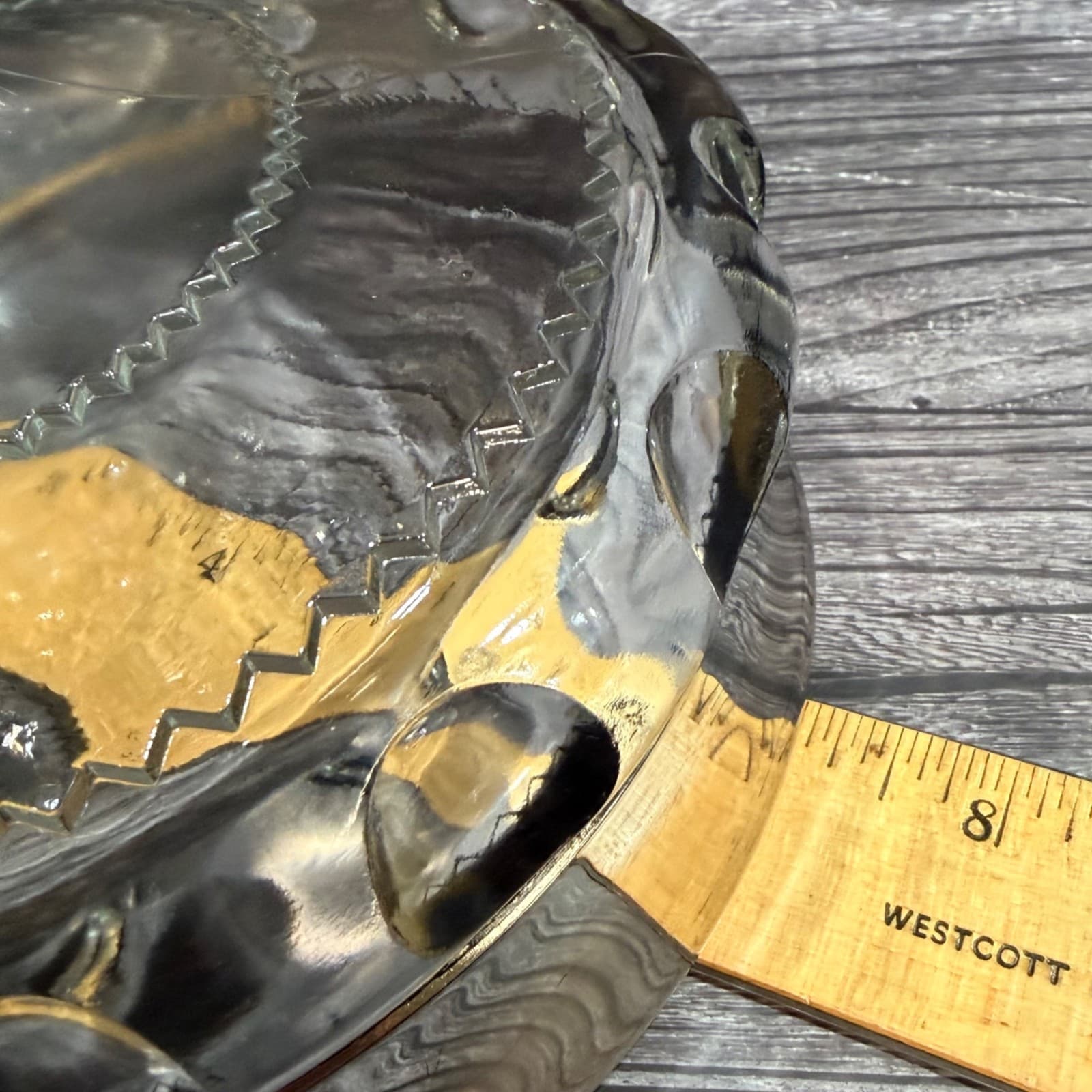 Vintage Indiana Glass Kings Crown Thumbprint Compote Silver Rim 7” Bowl - Thumbnail 11