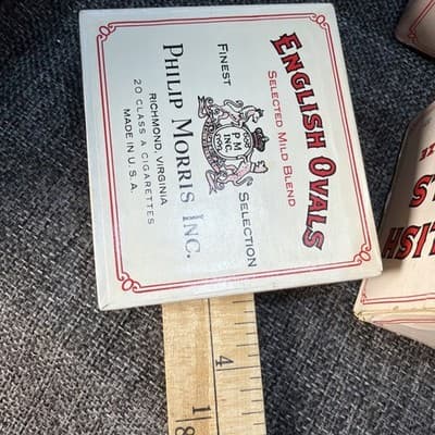 Vintage Empty Philip Morris Lot Of English Ovals Cigarette Box Papers Display - Thumbnail 6