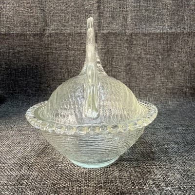 Vintage Indiana Clear Glass 7” Hen on Nest Covered Dish MCM Chipped HON - Thumbnail 9