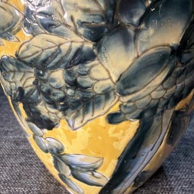 Vintage Chinese Imperial Yellow Porcelain Vase Blue Bird Peony Dayazhai Style 1 - Thumbnail 7