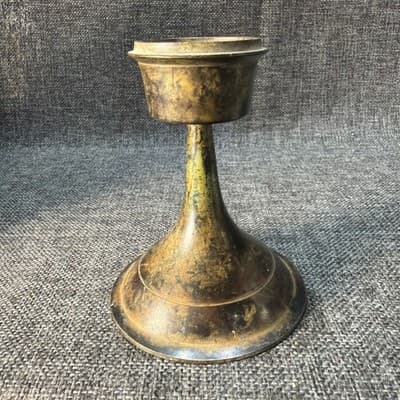 Vintage Solid Brass Chalice Candle Holder with Heavy Aged Patina - Thumbnail 6