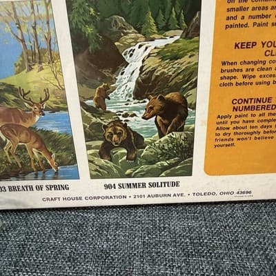 NOS Vtg 70’s Craft House Paint By Number Wolfs Landscape Rough Condition - Thumbnail 15
