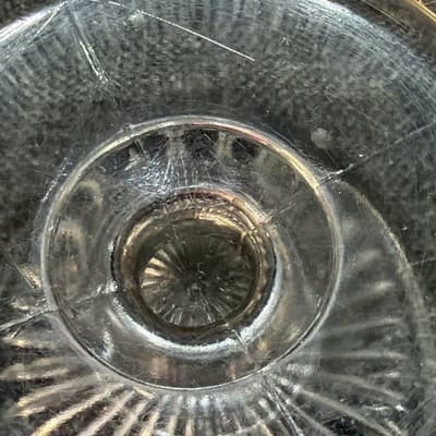 Antique Magnesium Glass Diamond Point Pedestal Dish Glows UV 365 Lavender Hue - Thumbnail 12