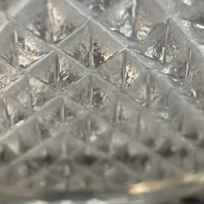Antique Magnesium Glass Diamond Point Pedestal Dish Glows UV 365 Lavender Hue - Thumbnail 17