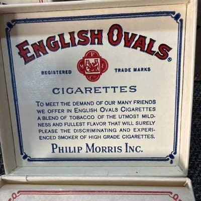 Vintage Empty Philip Morris Lot Of English Ovals Cigarette Box Papers Display - Thumbnail 3