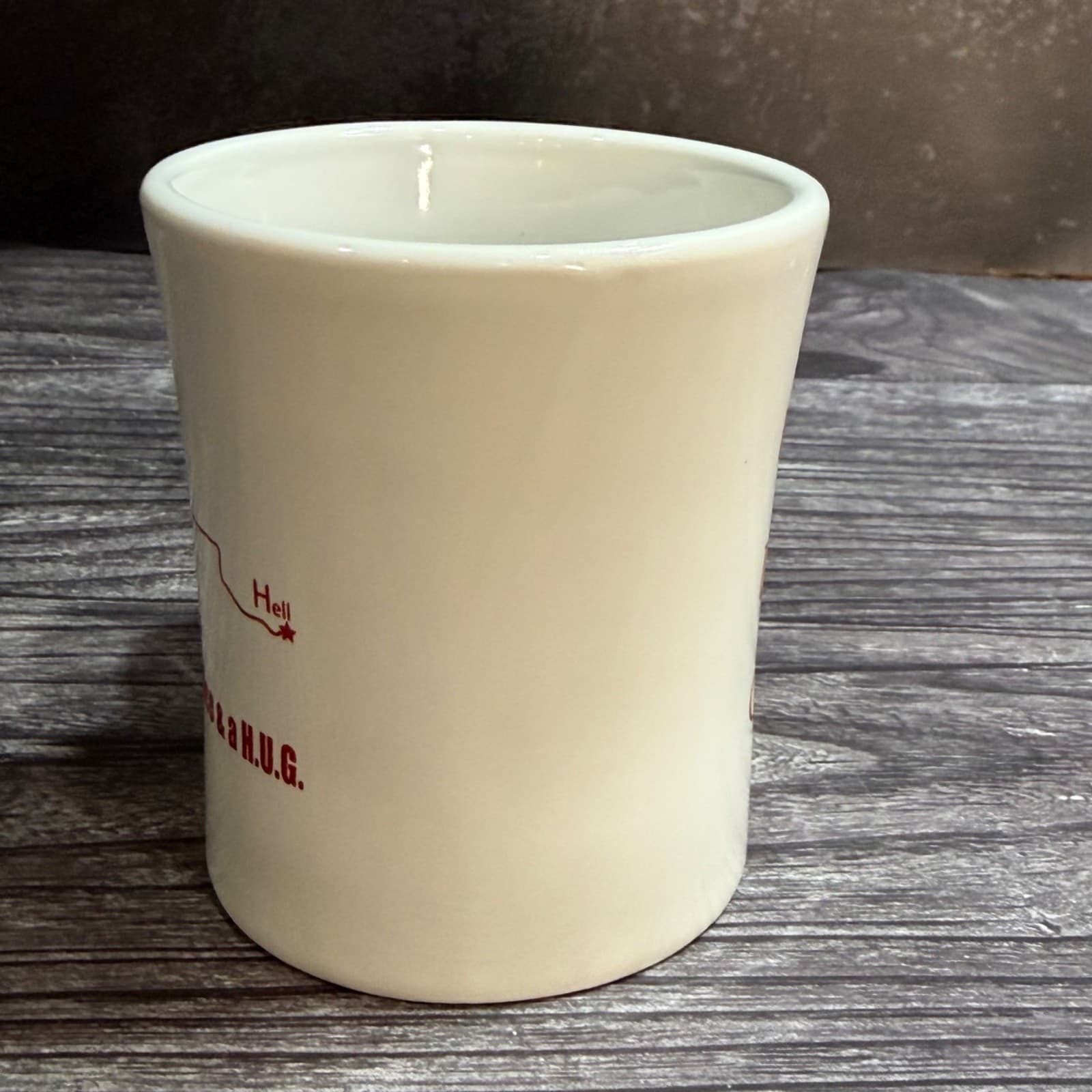 Hell Michigan Free Coffee & A H.U.G. Souvenir Ceramic Diner Mug With Map Design - Thumbnail 2