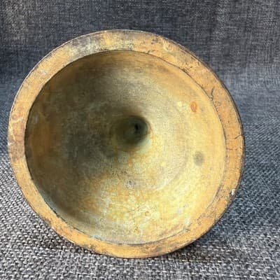 Vintage Solid Brass Chalice Candle Holder with Heavy Aged Patina - Thumbnail 7