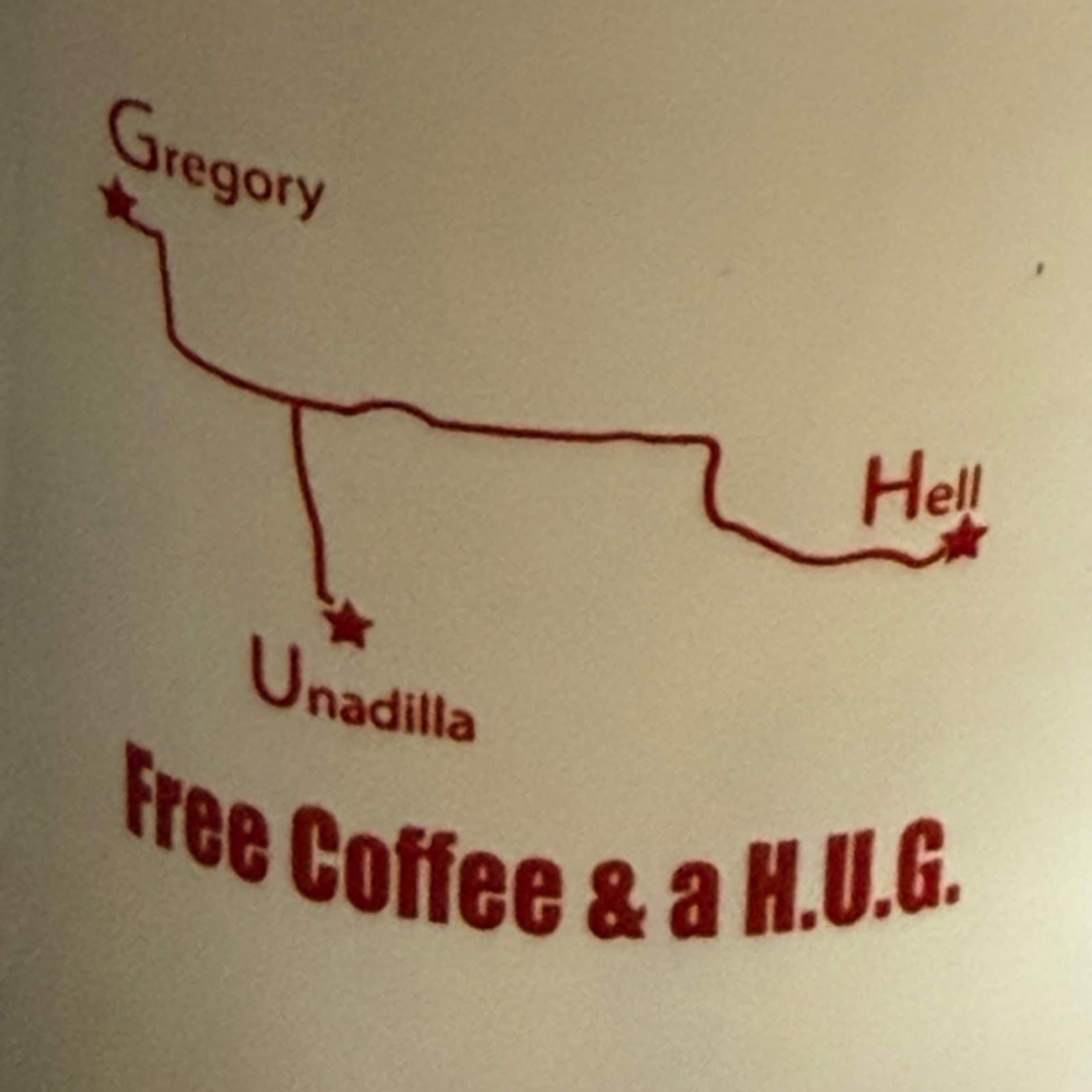 Hell Michigan Free Coffee & A H.U.G. Souvenir Ceramic Diner Mug With Map Design - Thumbnail 6