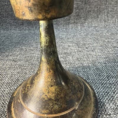 Vintage Solid Brass Chalice Candle Holder with Heavy Aged Patina - Thumbnail 2