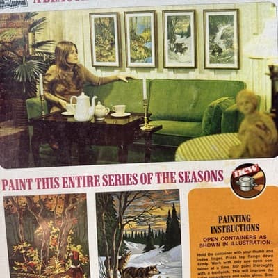 NOS Vtg 70’s Craft House Paint By Number Wolfs Landscape Rough Condition - Thumbnail 12