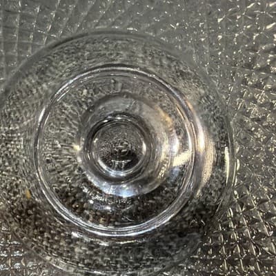 Antique Magnesium Glass Diamond Point Pedestal Dish Glows UV 365 Lavender Hue - Thumbnail 19