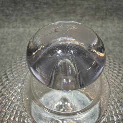 Antique Magnesium Glass Diamond Point Pedestal Dish Glows UV 365 Lavender Hue - Thumbnail 7