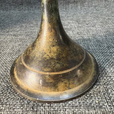 Vintage Solid Brass Chalice Candle Holder with Heavy Aged Patina - Thumbnail 3