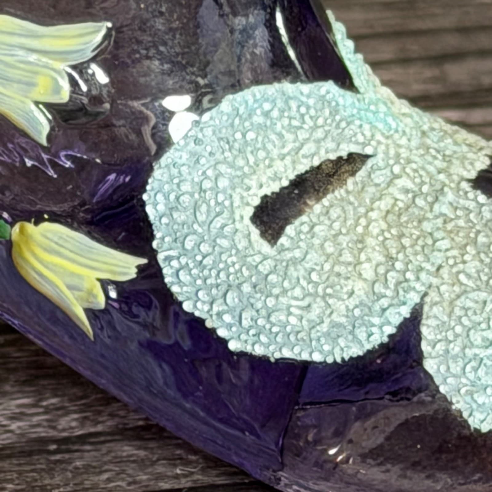 Fenton Art Glass Hand-Painted Purple Shoe W/ Floral Design By V. Elise Collectib - Thumbnail 2