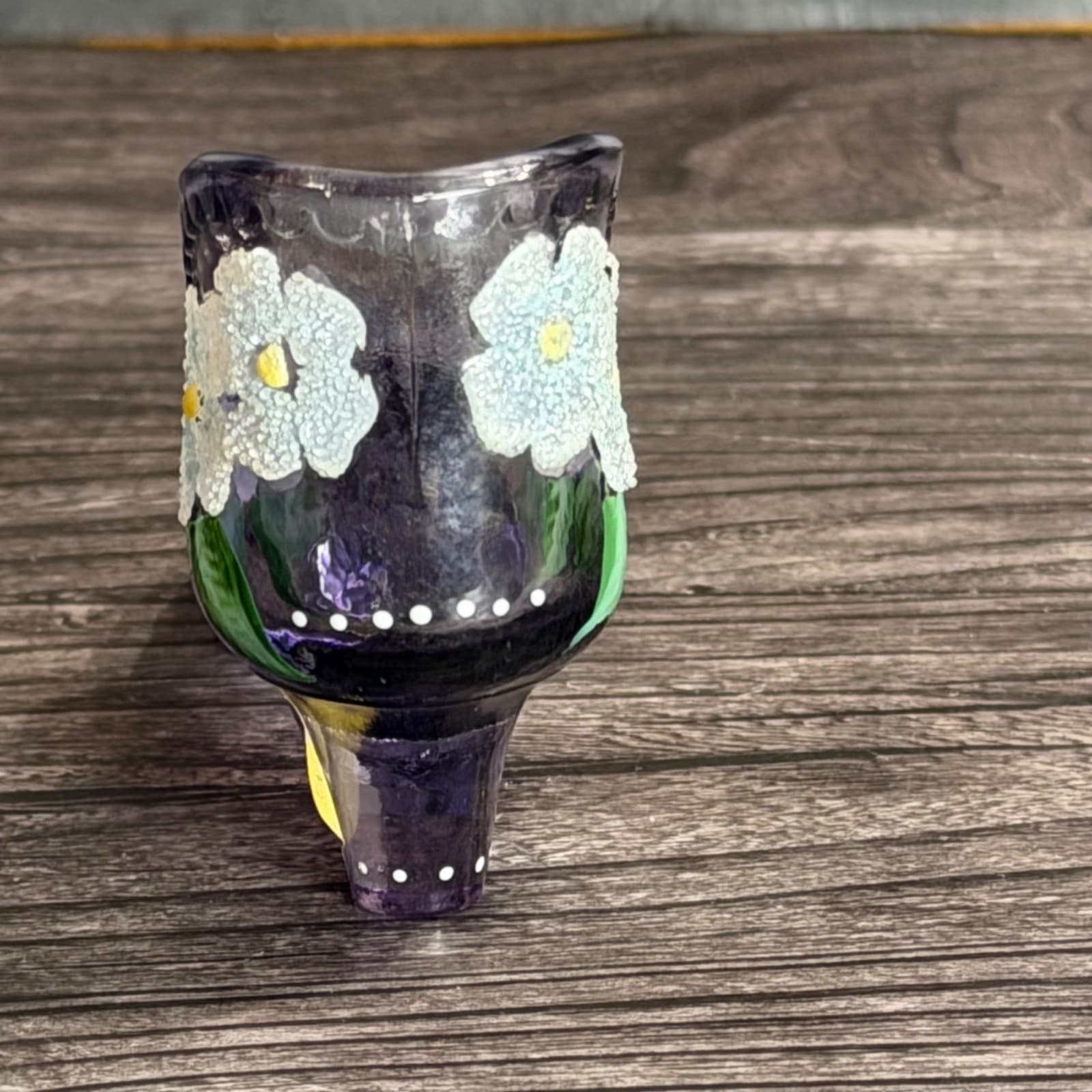 Fenton Art Glass Hand-Painted Purple Shoe W/ Floral Design By V. Elise Collectib - Thumbnail 8