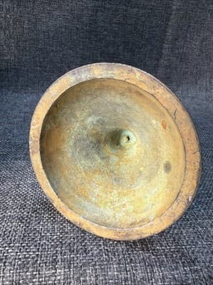 Vintage Solid Brass Chalice Candle Holder with Heavy Aged Patina - Thumbnail 8