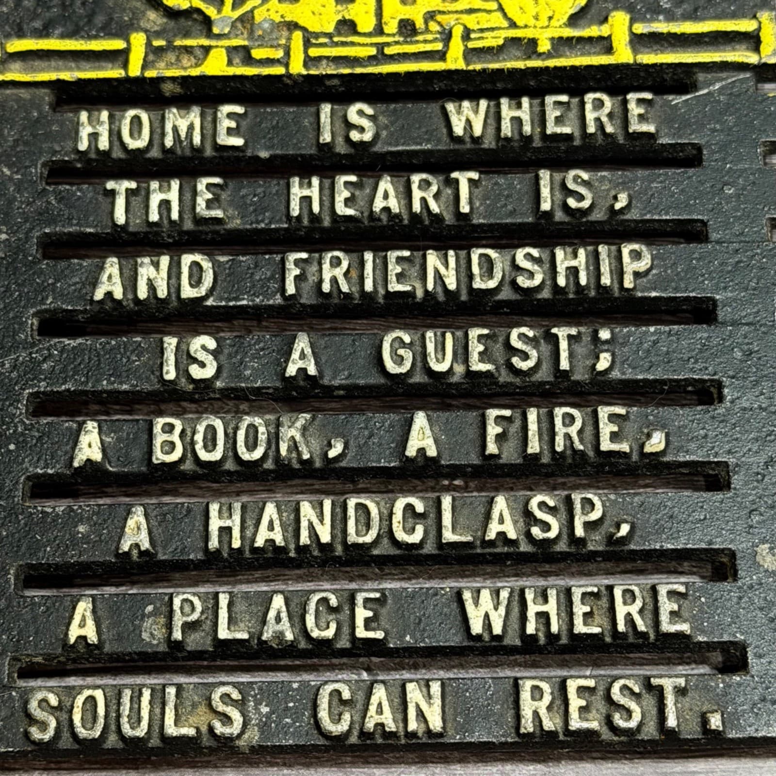 Vintage Cast Aluminum "Home Is Where" Metal Trivet Kitchen Decor 4.75"x5" - Thumbnail 3