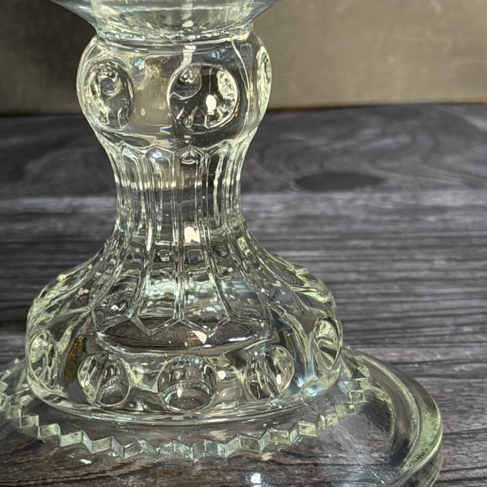 Vintage Indiana Glass Kings Crown Thumbprint Compote Silver Rim 7” Bowl - Thumbnail 2