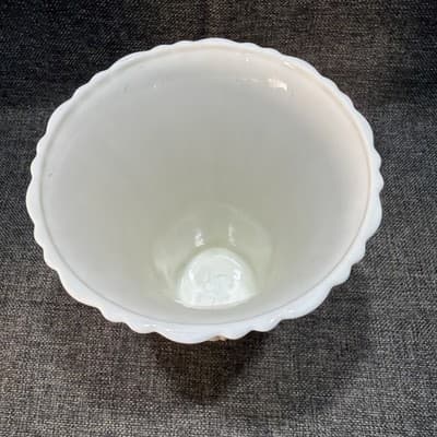 Glowing Vintage Anchor Hocking Vitrock Uranium Milk Glass Vase Old Cafe 7" Tall - Thumbnail 3