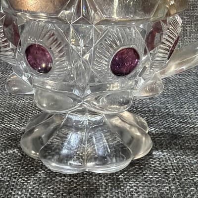 U S Glass Cranberry Flash Star Newport Bullseye And Daisy Creamer Dish 1905 - Thumbnail 4