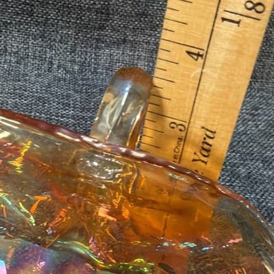 Fenton Vintage Honeycomb Clover Marigold Carnival Glass Bon Bon Dish Handles - Thumbnail 12