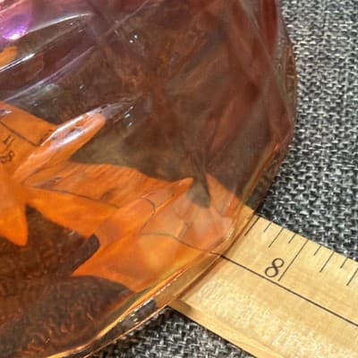 Vintage Carnival Glass 7.5" Iridescent Bowl Marigold Starburst Orange Beehive - Thumbnail 9