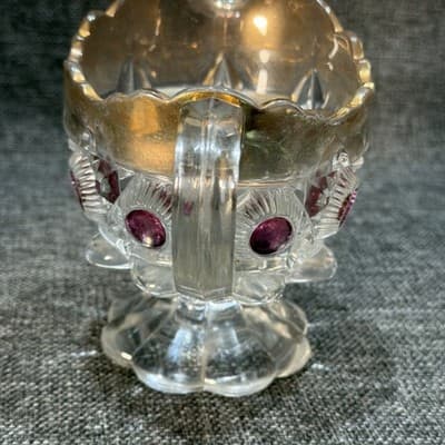 U S Glass Cranberry Flash Star Newport Bullseye And Daisy Creamer Dish 1905 - Thumbnail 11