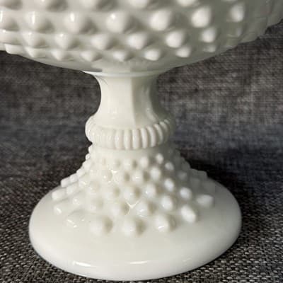 Base Only Fenton Milk Glass Hobnail Pedestal Bowl Candy Dish 6⅛” x8" Replacement - Thumbnail 8