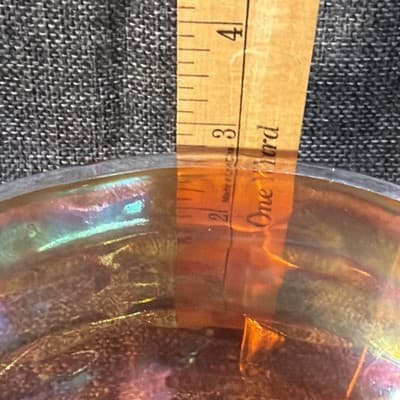 Vintage Carnival Glass 7.5" Iridescent Bowl Marigold Starburst Orange Beehive - Thumbnail 10