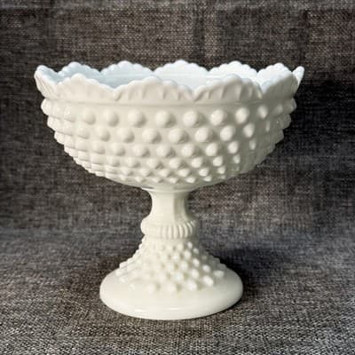 Base Only Fenton Milk Glass Hobnail Pedestal Bowl Candy Dish 6⅛” x8" Replacement - Thumbnail 7