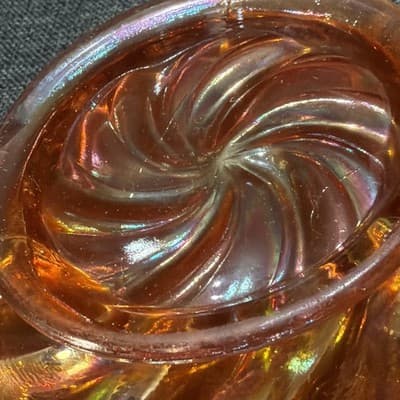 Imperial Marigold Carnival Glass Acanthus Round Bowl EAPG Swirl Early 1900’s - Thumbnail 12