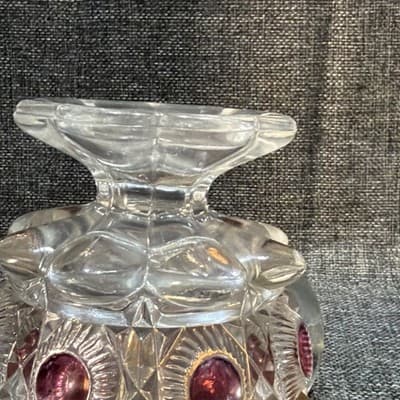 U S Glass Cranberry Flash Star Newport Bullseye And Daisy Creamer Dish 1905 - Thumbnail 15