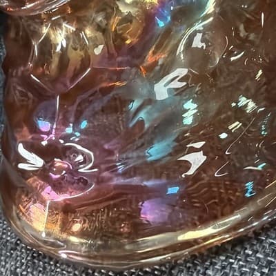 Fenton Vintage Honeycomb Clover Marigold Carnival Glass Bon Bon Dish Handles - Thumbnail 3