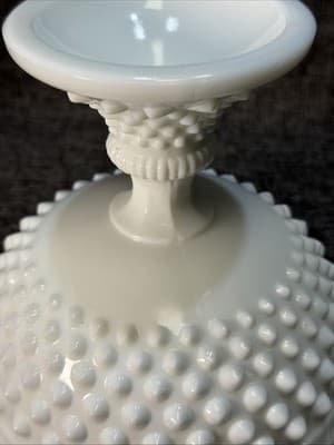Base Only Fenton Milk Glass Hobnail Pedestal Bowl Candy Dish 6⅛” x8" Replacement - Thumbnail 9