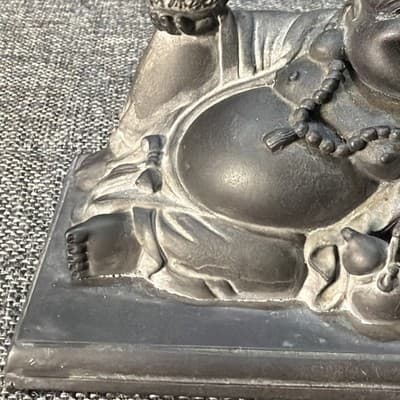 Reclining Detailed Laughing Buddha Statue Hotei Feng Shui Ingot Flowing Wealth - Thumbnail 5