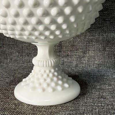 Base Only Fenton Milk Glass Hobnail Pedestal Bowl Candy Dish 6⅛” x8" Replacement - Thumbnail 5