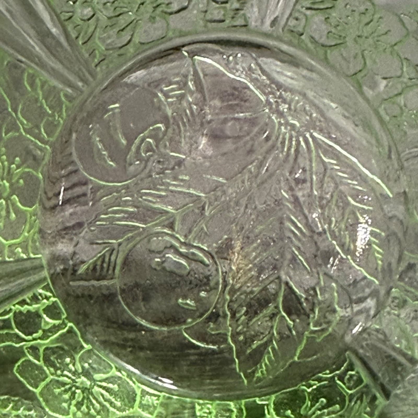 Jeannette Glass Green Depression Glass Teacup & Saucer Set Cherry Blossom Patter - Thumbnail 11