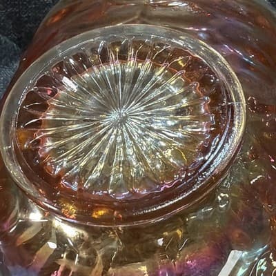 Fenton Vintage Honeycomb Clover Marigold Carnival Glass Bon Bon Dish Handles - Thumbnail 4