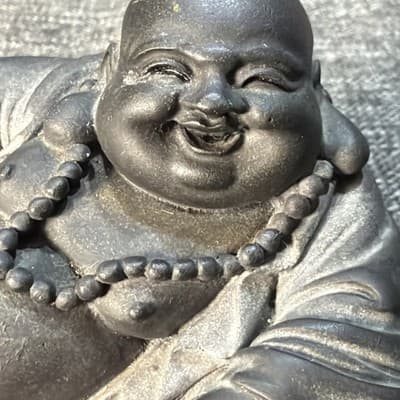 Reclining Detailed Laughing Buddha Statue Hotei Feng Shui Ingot Flowing Wealth - Thumbnail 3