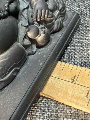 Reclining Detailed Laughing Buddha Statue Hotei Feng Shui Ingot Flowing Wealth - Thumbnail 11