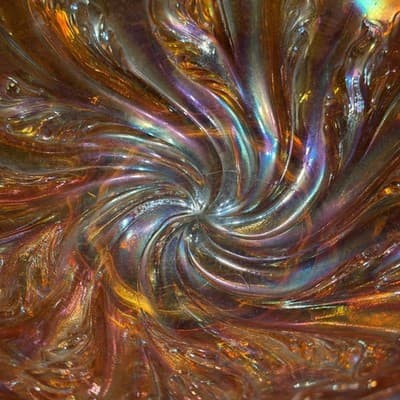 Imperial Marigold Carnival Glass Acanthus Round Bowl EAPG Swirl Early 1900’s - Thumbnail 7