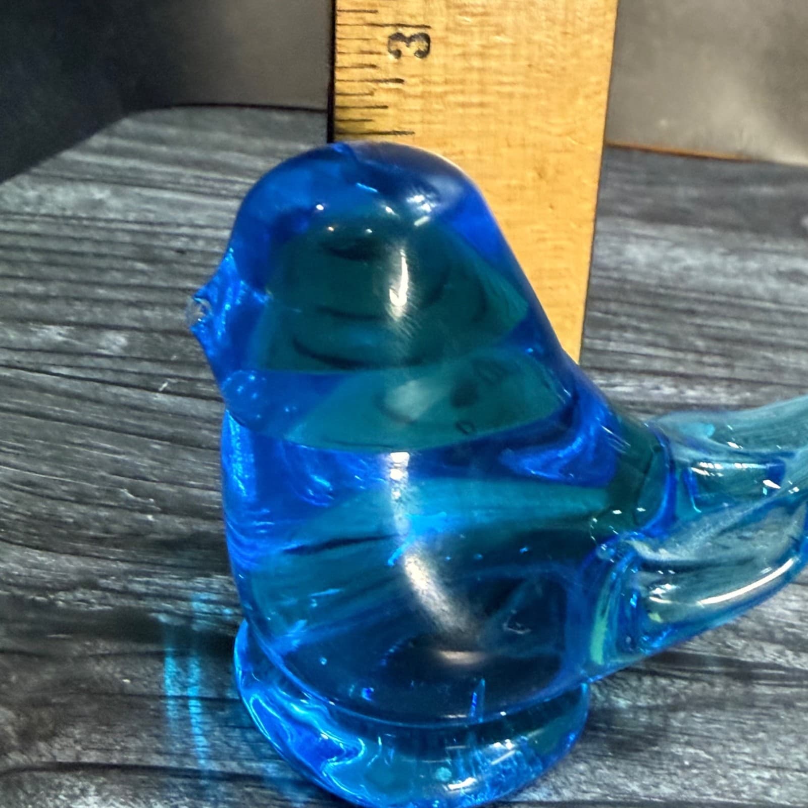 Blue Glass Bird Happiness Figurine 4" Long Handcrafted Vintage Style Home Decor - Thumbnail 5
