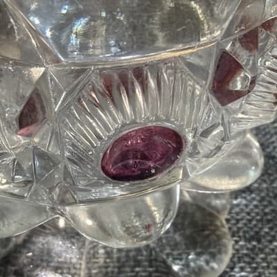 U S Glass Cranberry Flash Star Newport Bullseye And Daisy Creamer Dish 1905 - Thumbnail 8