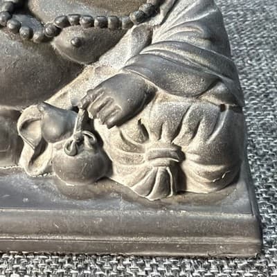 Reclining Detailed Laughing Buddha Statue Hotei Feng Shui Ingot Flowing Wealth - Thumbnail 4
