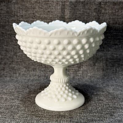 Base Only Fenton Milk Glass Hobnail Pedestal Bowl Candy Dish 6⅛” x8" Replacement - Thumbnail 6
